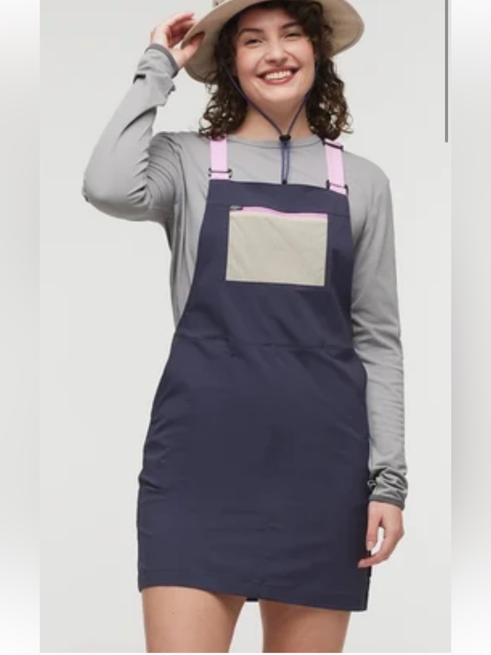cotopaxi Navy Overalls with Pink Straps and Cream Mesh Pocket - Picture 2 of 6